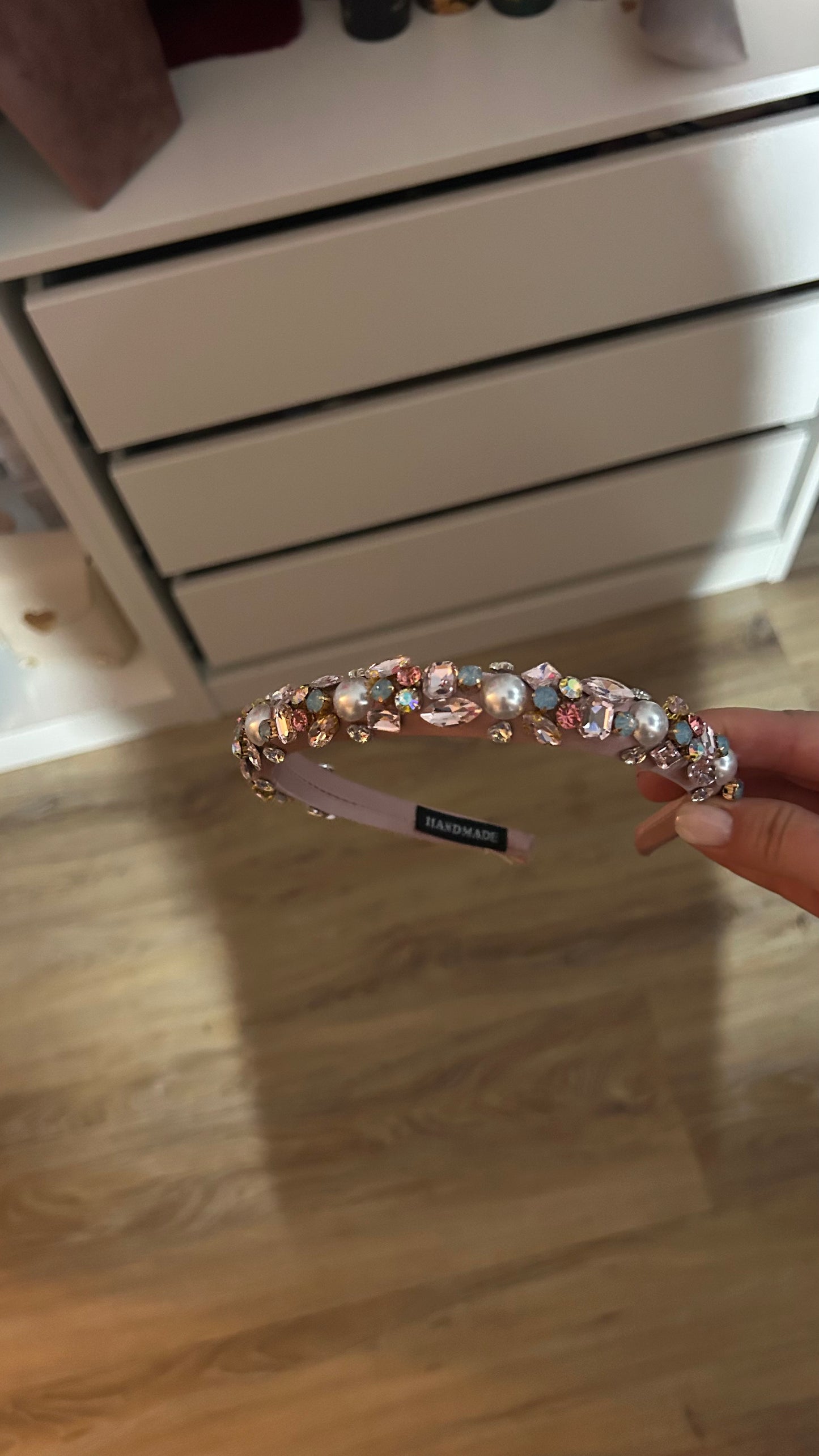 Haarband light pink met diamantjes 🌸🪩