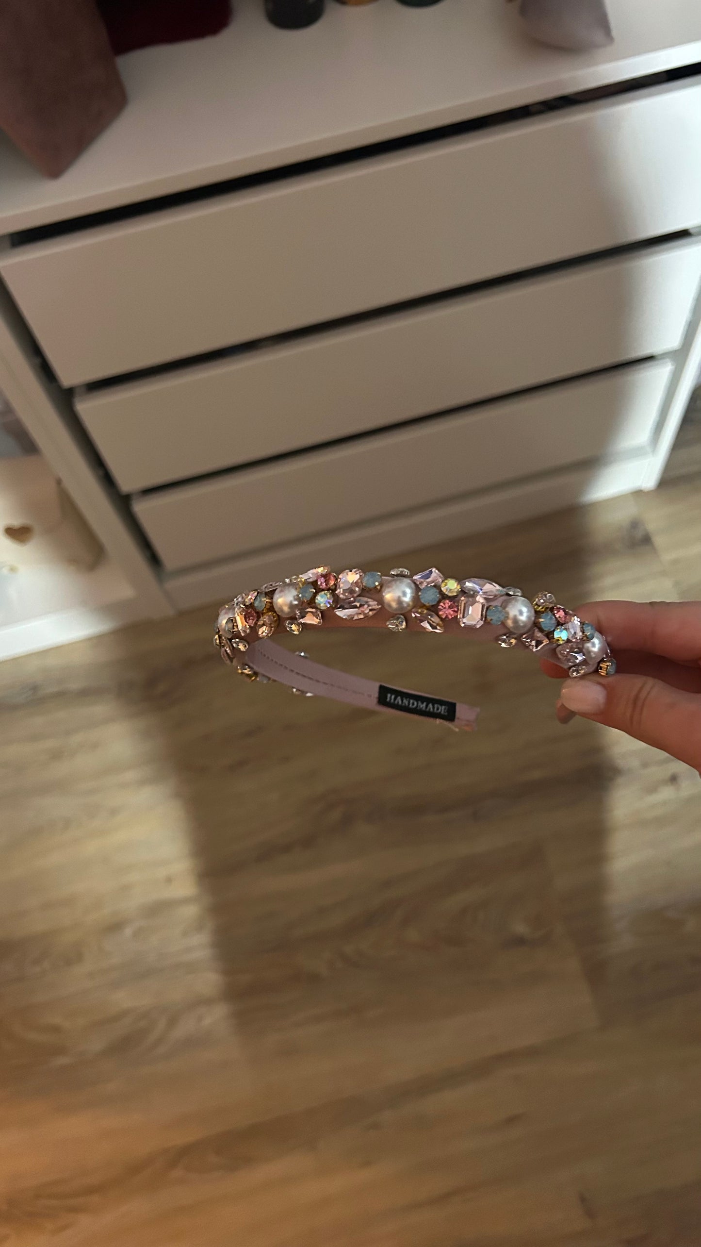 Haarband light pink met diamantjes 🌸🪩